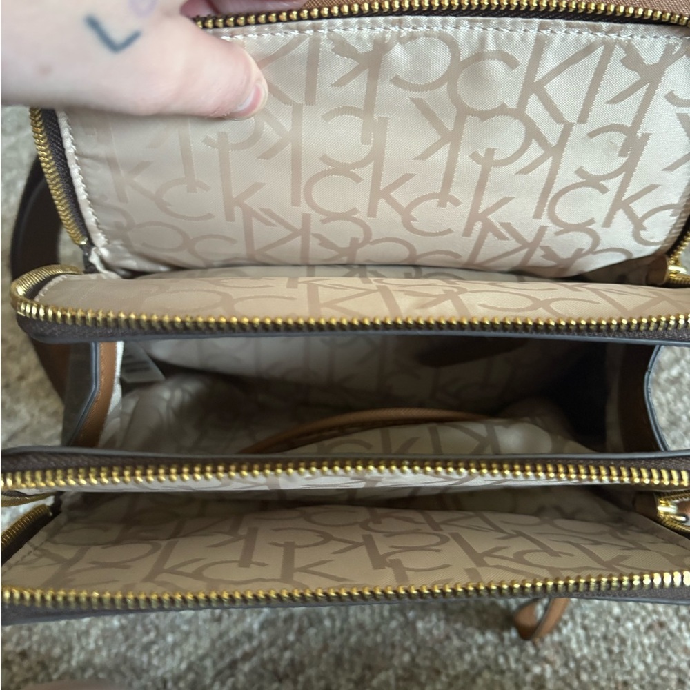 Calvin Klein Tan Logo Crossbody Bag